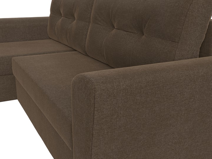 Угловой диван с оттоманкой Амстердам Лайт, Коричневый (рогожка) в Тамбове - изображение 3