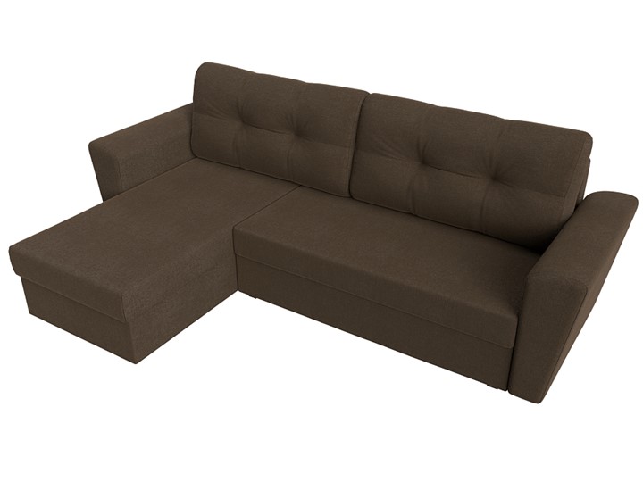 Угловой диван с оттоманкой Амстердам Лайт, Коричневый (рогожка) в Тамбове - изображение 4