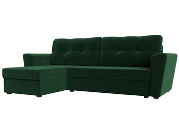 Угловой диван с оттоманкой Амстердам Лайт, Зеленый (велюр) в Тамбове