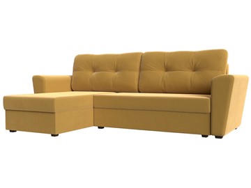 Угловой диван с оттоманкой Амстердам Лайт, Желтый (микровельвет) в Тамбове