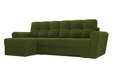 Угловой раскладной диван Амстердам, Зеленый (микровельвет) в Тамбове