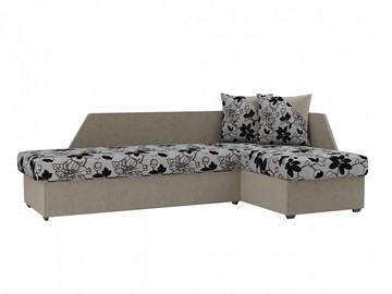 Угловой диван с оттоманкой Андора, Цветы/Бежевый (рогожка/микровельвет) в Тамбове