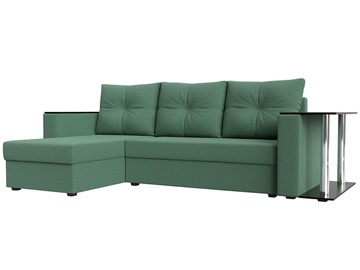 Угловой диван с оттоманкой Атланта Лайт, Амур зеленый (микровельвет) в Тамбове