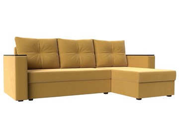 Угловой раскладной диван Атланта Лайт Б/С, Желтый (Микровельвет) в Тамбове