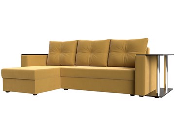 Угловой диван с оттоманкой Атланта Лайт, Желтый (микровельвет) в Тамбове