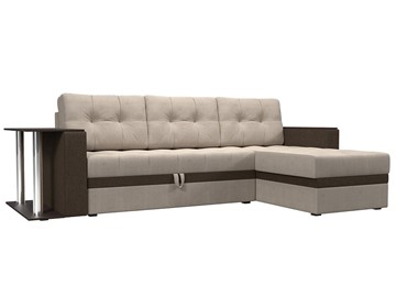 Угловой диван для гостиной Атланта М, Бежевый/Коричневый (рогожка) в Тамбове