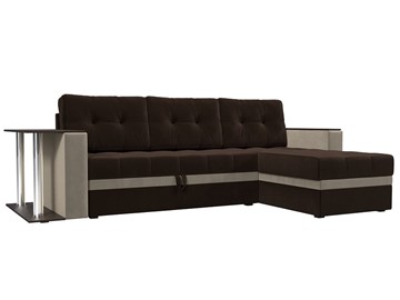 Угловой диван для гостиной Атланта М, Коричневый/Бежевый (микровельвет) в Тамбове