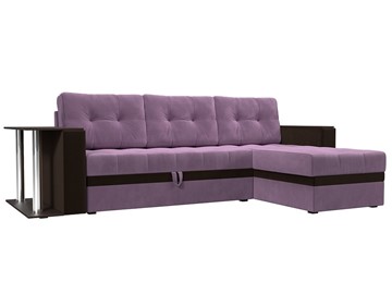 Угловой диван для гостиной Атланта М, Сиреневый/Коричневый (микровельвет) в Тамбове