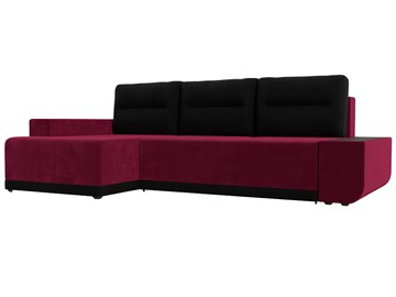 Угловой диван Чикаго, Бордовый/Черный (микровельвет) в Тамбове