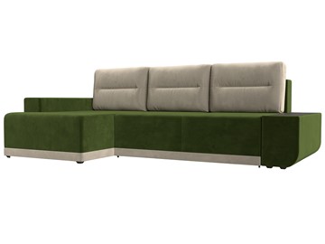 Угловой диван Чикаго, Зеленый/Бежевый (микровельвет) в Тамбове