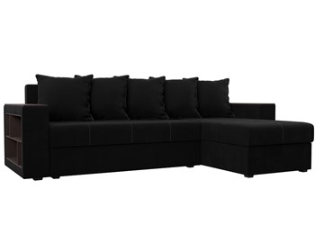 Угловой диван с оттоманкой Дубай Лайт, Черный (микровельвет) в Тамбове