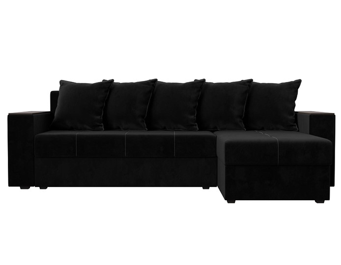 Угловой раскладной диван Дубай Лайт, Черный (велюр) в Тамбове - изображение 1