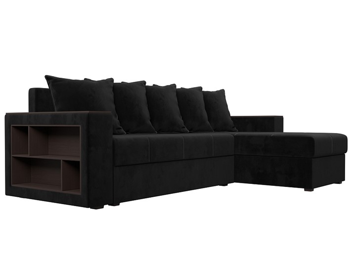 Угловой раскладной диван Дубай Лайт, Черный (велюр) в Тамбове - изображение 2