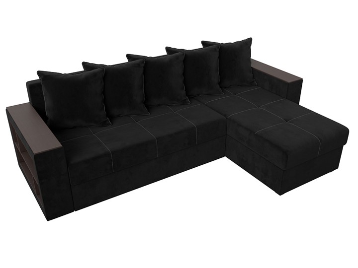 Угловой раскладной диван Дубай Лайт, Черный (велюр) в Тамбове - изображение 3