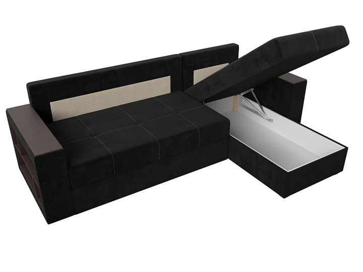 Угловой раскладной диван Дубай Лайт, Черный (велюр) в Тамбове - изображение 4
