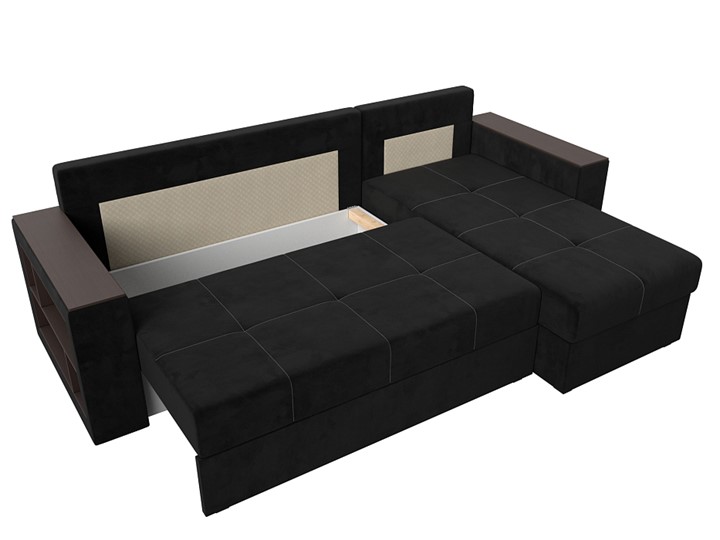 Угловой раскладной диван Дубай Лайт, Черный (велюр) в Тамбове - изображение 5