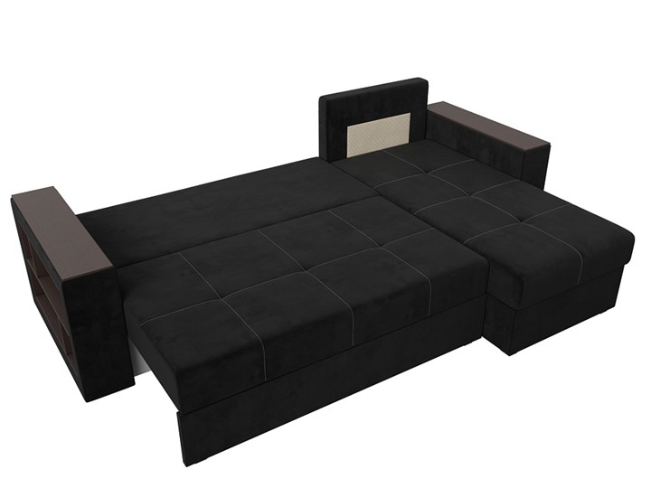 Угловой раскладной диван Дубай Лайт, Черный (велюр) в Тамбове - изображение 6