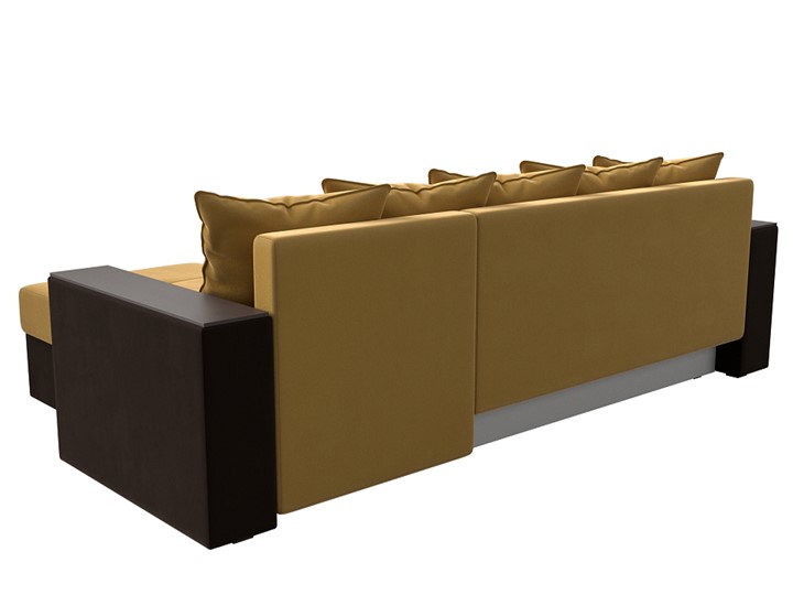 Угловой диван с оттоманкой Дубай Лайт, Желтый/Коричневый (микровельвет) в Тамбове - изображение 7