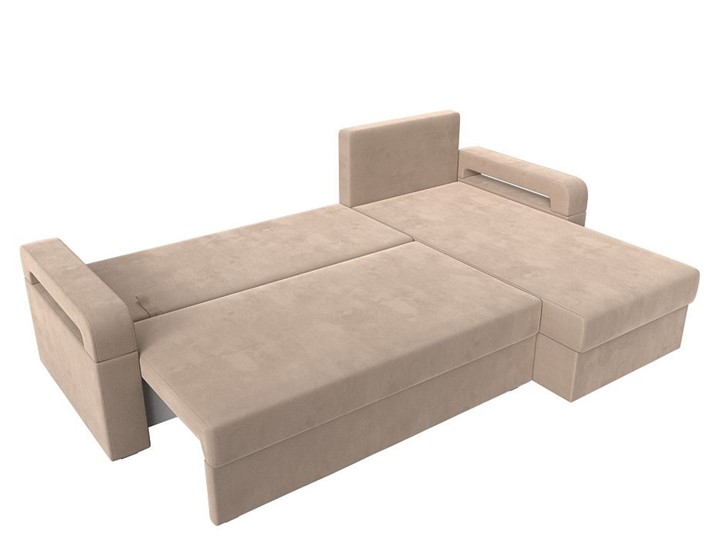 Угловой диван с оттоманкой Гермес Лайт, Бежевый (Велюр) в Тамбове - изображение 2