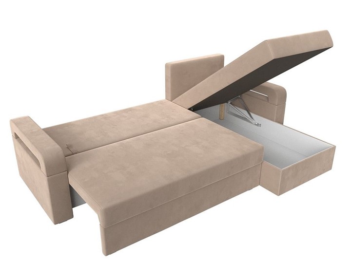 Угловой диван с оттоманкой Гермес Лайт, Бежевый (Велюр) в Тамбове - изображение 3