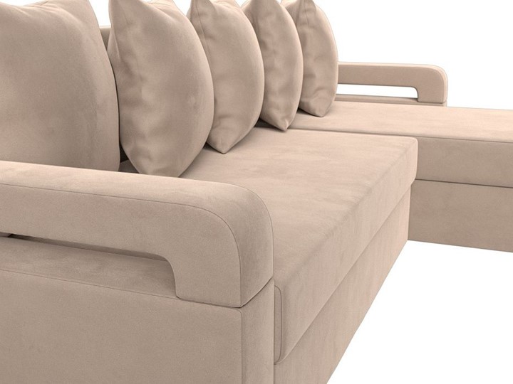 Угловой диван с оттоманкой Гермес Лайт, Бежевый (Велюр) в Тамбове - изображение 6