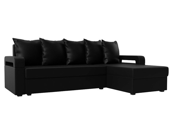 Угловой раскладной диван Гермес Лайт, Черный (экокожа) в Тамбове - изображение