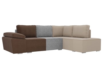 Угловой диван для гостиной Хавьер, Коричневый/Серый/Бежевый (рогожка) в Тамбове