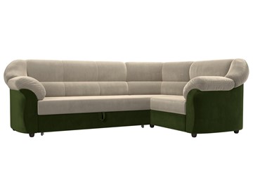 Угловой диван для гостиной Карнелла, Бежевый/Зеленый (микровельвет) в Тамбове
