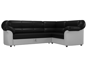 Угловой диван для гостиной Карнелла, Черный/Белый (экокожа) в Тамбове
