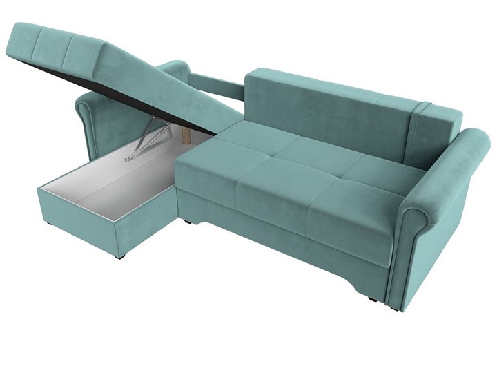 Угловой раскладной диван Леон боннель, Бирюзовый (Велюр) в Тамбове - изображение 3