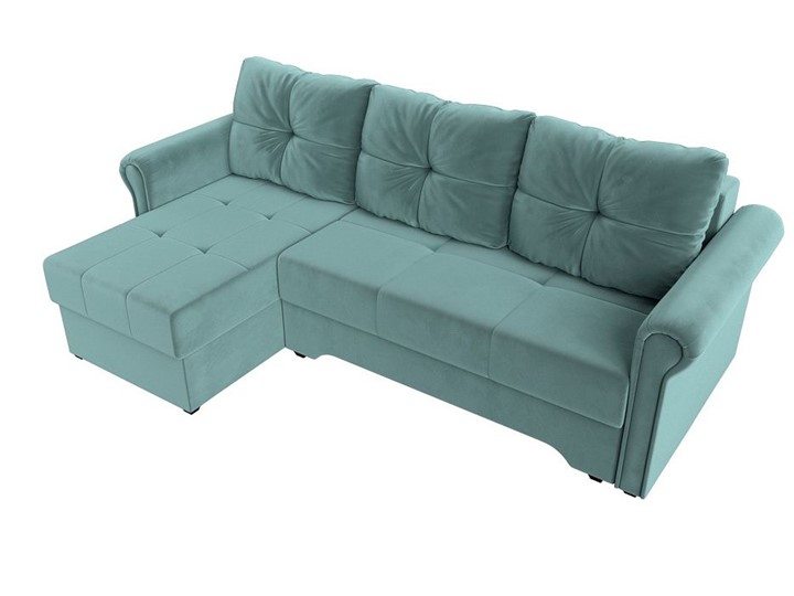 Угловой раскладной диван Леон боннель, Бирюзовый (Велюр) в Тамбове - изображение 4