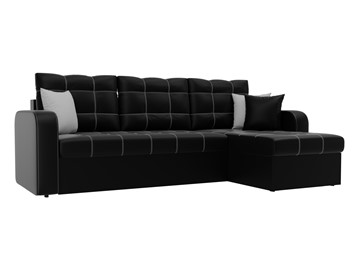 Угловой диван для гостиной Ливерпуль, Черный (экокожа) в Тамбове