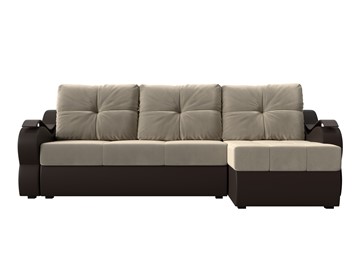 Угловой диван Меркурий, Бежевый/коричневый (вельвет/экокожа) в Тамбове - предосмотр 1