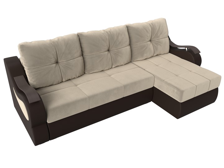 Угловой диван Меркурий, Бежевый/коричневый (вельвет/экокожа) в Тамбове - изображение 4