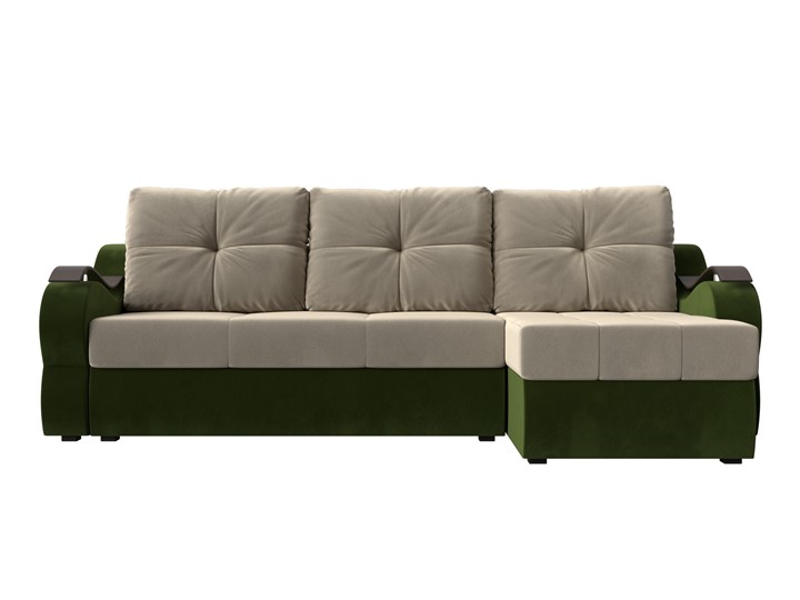 Угловой диван Меркурий, Бежевый/зеленый (вельвет) в Тамбове - изображение 1