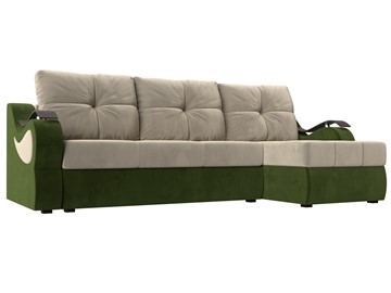 Угловой диван Меркурий, Бежевый/зеленый (вельвет) в Тамбове