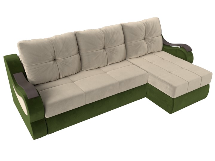 Угловой диван Меркурий, Бежевый/зеленый (вельвет) в Тамбове - изображение 4