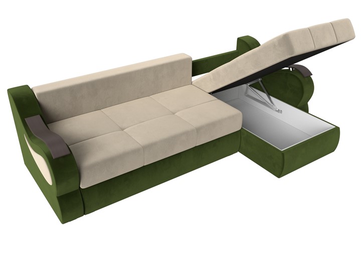 Угловой диван Меркурий, Бежевый/зеленый (вельвет) в Тамбове - изображение 6