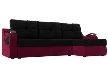 Угловой диван с оттоманкой Меркурий, Черный/Бордовый (микровельвет) в Тамбове