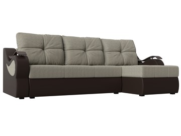 Угловой диван Меркурий, Корфу 02 (рогожка)/коричневый (экокожа) в Тамбове