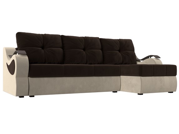 Угловой диван Меркурий, Коричневый/бежевый (вельвет) в Тамбове - изображение