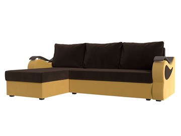 Угловой диван с оттоманкой Меркурий Лайт, Коричневый/Желтый (микровельвет) в Тамбове
