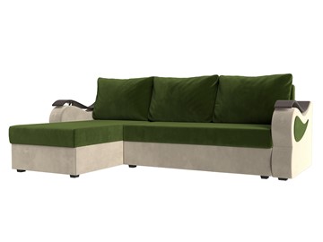 Угловой раскладной диван Меркурий Лайт, Зеленый/Бежевый (микровельвет) в Тамбове