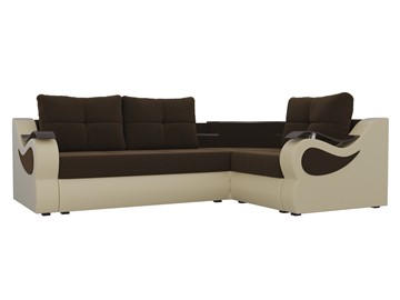 Угловой диван для гостиной Митчелл, Коричневый/Бежевый (микровельвет/экокожа) в Тамбове