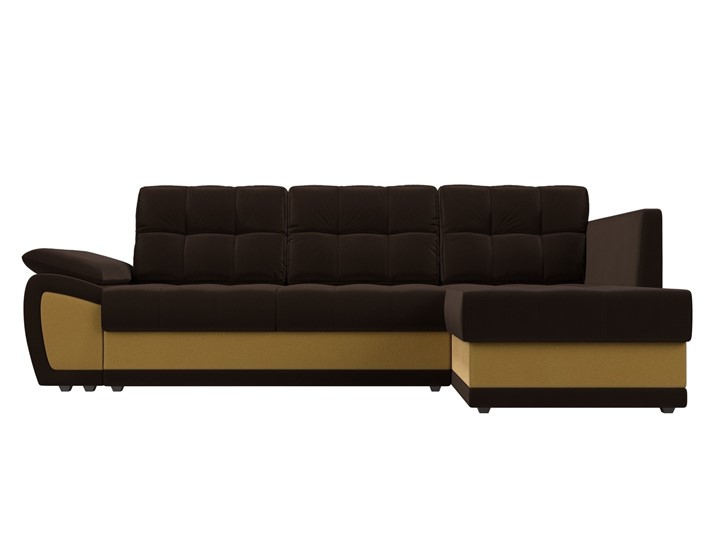 Угловой раскладной диван Нэстор прайм, Коричневый/Желтый (микровельвет) в Тамбове - изображение 3