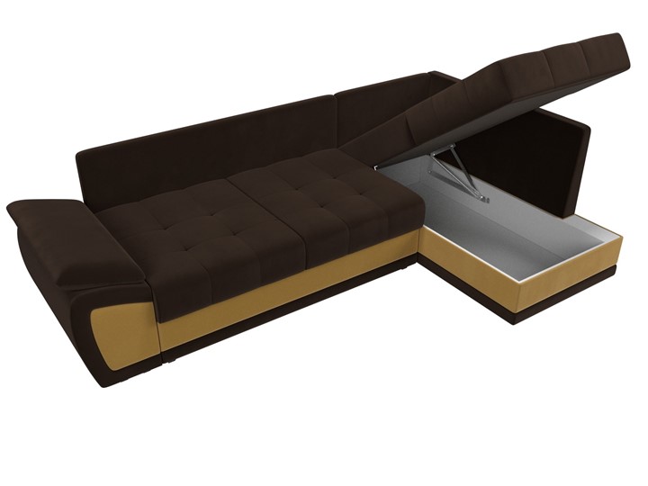 Угловой раскладной диван Нэстор прайм, Коричневый/Желтый (микровельвет) в Тамбове - изображение 8