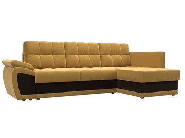 Угловой раскладной диван Нэстор прайм, Желтый/Коричневый (микровельвет) в Тамбове