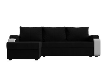 Угловой диван с оттоманкой Николь лайт, Черный/Белый (микровельвет/экокожа) в Тамбове - предосмотр 1
