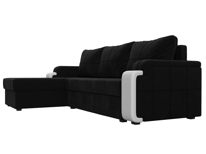 Угловой диван с оттоманкой Николь лайт, Черный/Белый (микровельвет/экокожа) в Тамбове - изображение 2