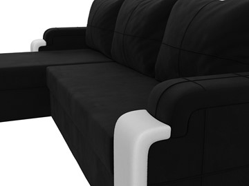 Угловой диван с оттоманкой Николь лайт, Черный/Белый (микровельвет/экокожа) в Тамбове - предосмотр 3